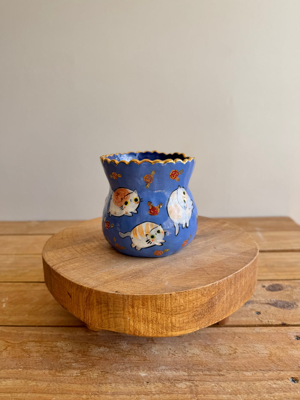 Blue Chubby Cat Parade Planter — image 4, photo 4 of 9