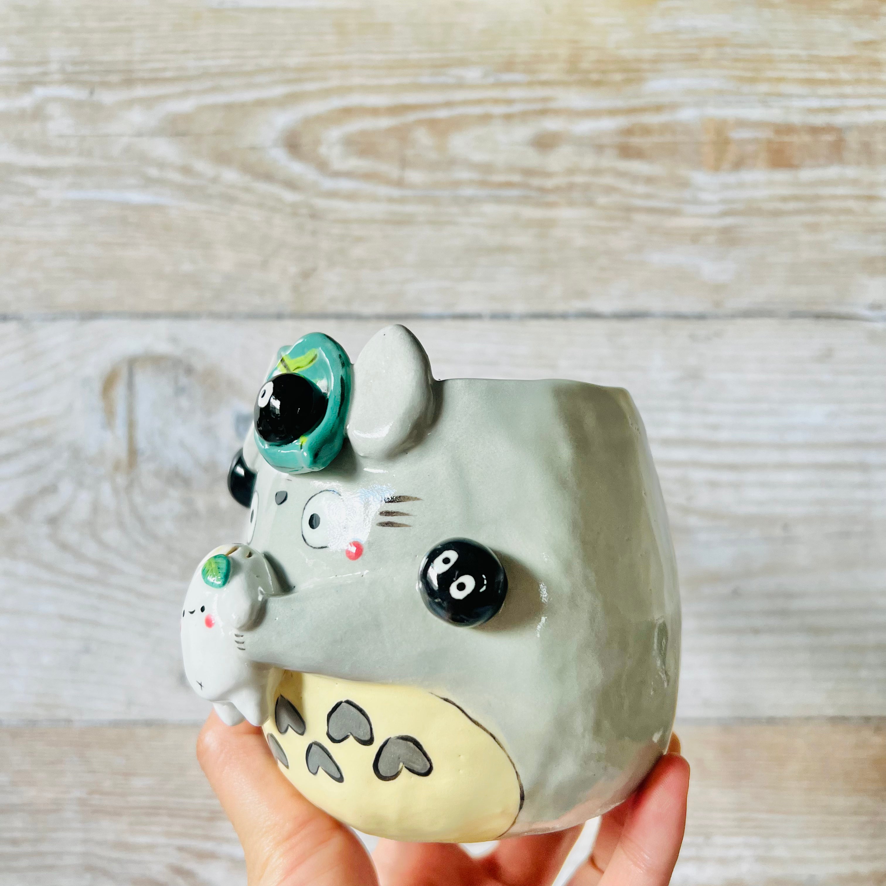 TOTORO MUG with dumpling and soot sprite friends