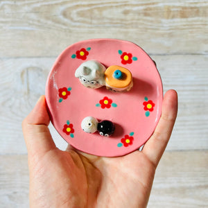 Pink Flowery Totoro and friends trinket dish