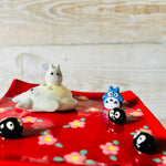 Red Flowery square sleepy Totoro trinket dish