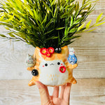 GINGER CAT POT with Totoro friends