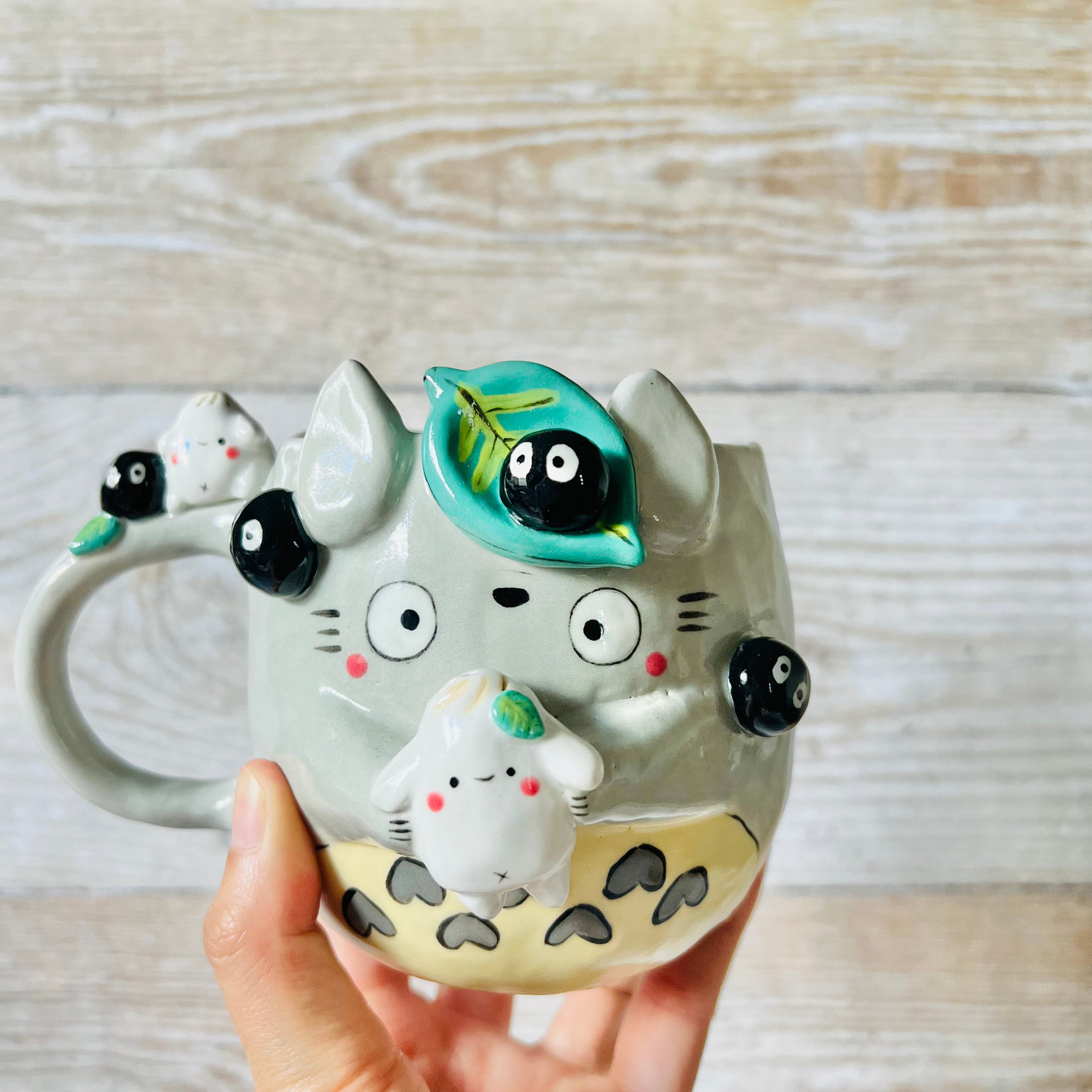 TOTORO MUG with dumpling and soot sprite friends