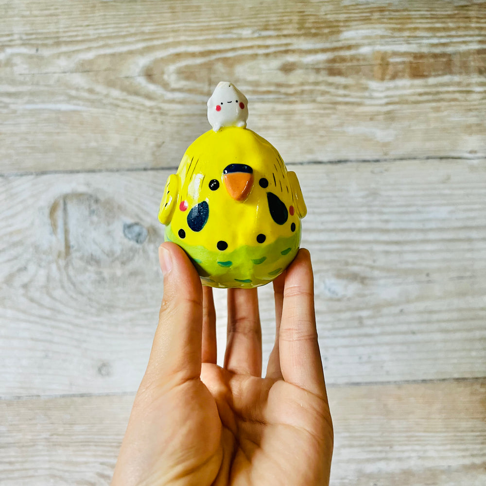 Green and Yellow Budgie Dumpling Head, photo 1 of 7
