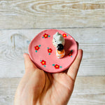 Pink flowery Totoro and cat trinket dish