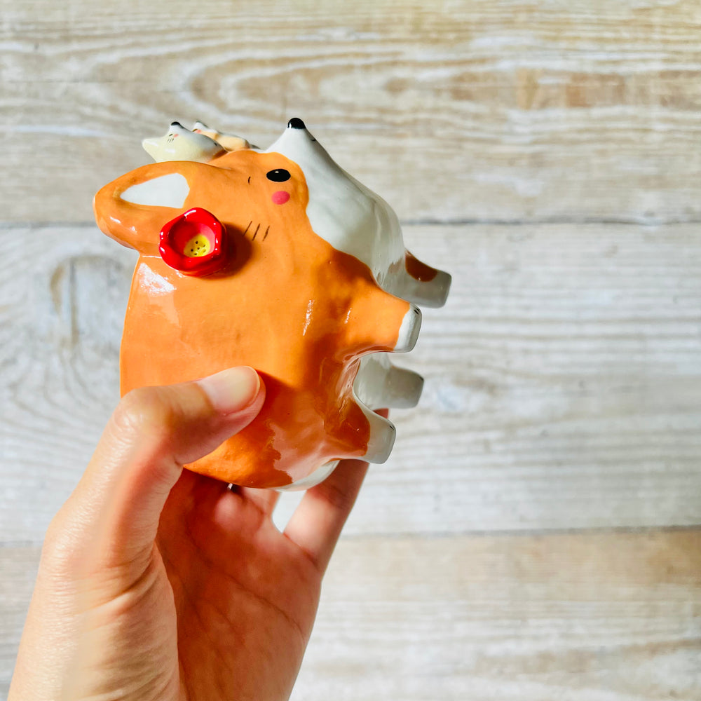 Leggy Flowery CORGI BOWL with Corgi babies, photo 8 of 9