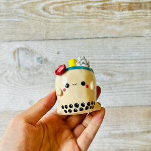 Bubble Tea Ring Holder/ornament with Totoro friend