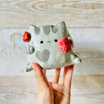 Grey Cat Pot with Pink mug friend (no drainage hole)