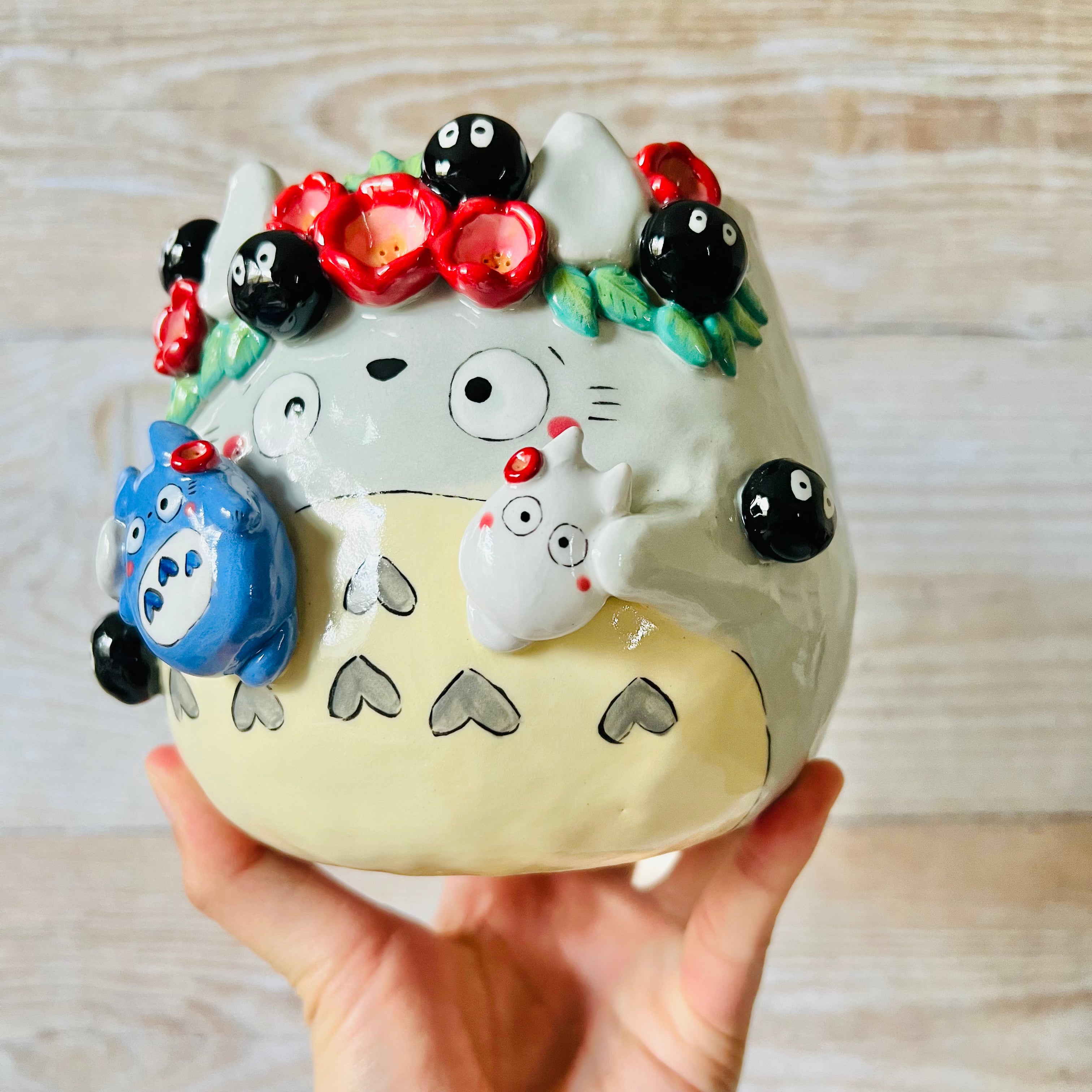 Flower crown Totoro Pot with Totoro friends