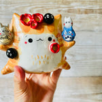 GINGER CAT POT with Totoro friends