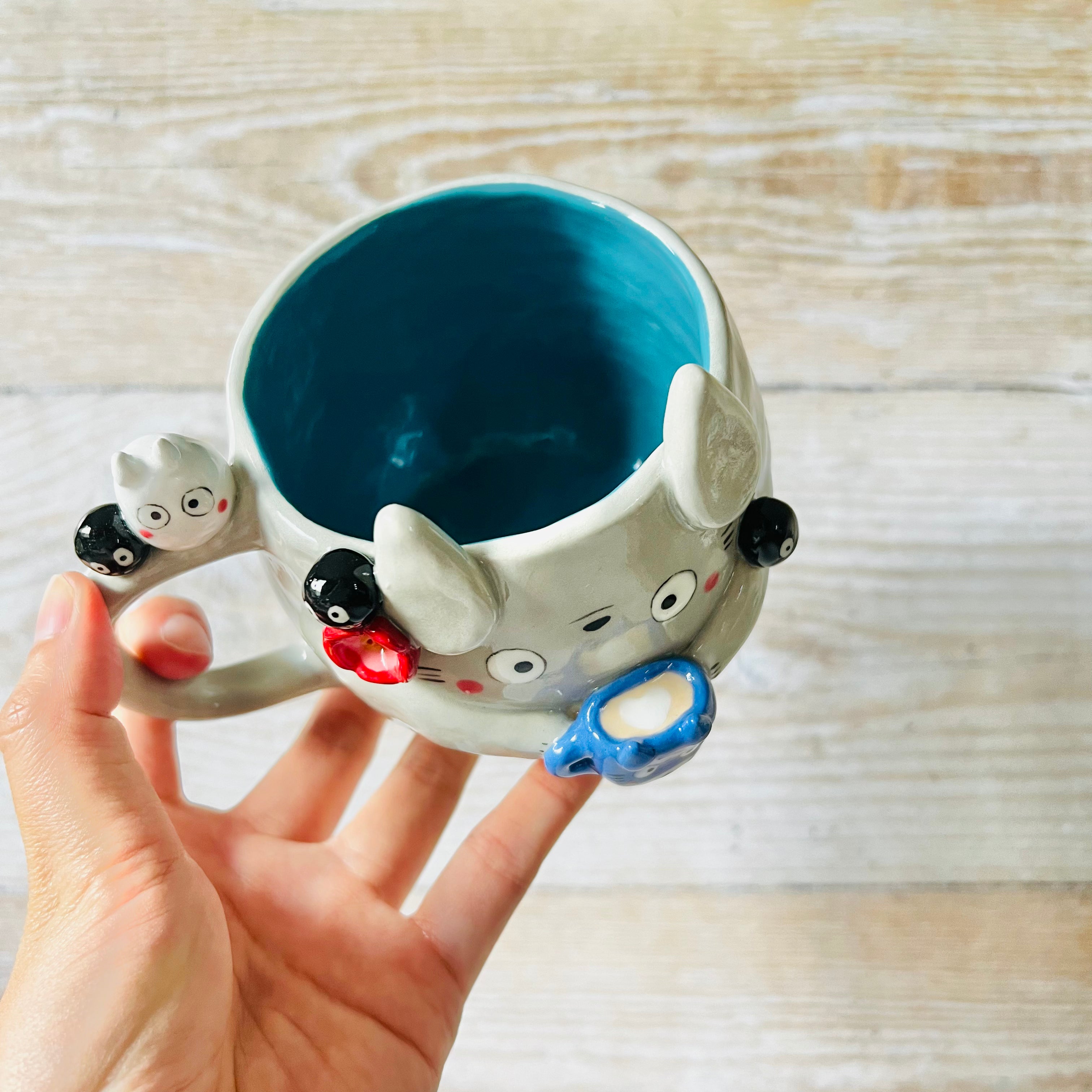 TOTORO MUG with Chibi Totoro and soot sprite friends