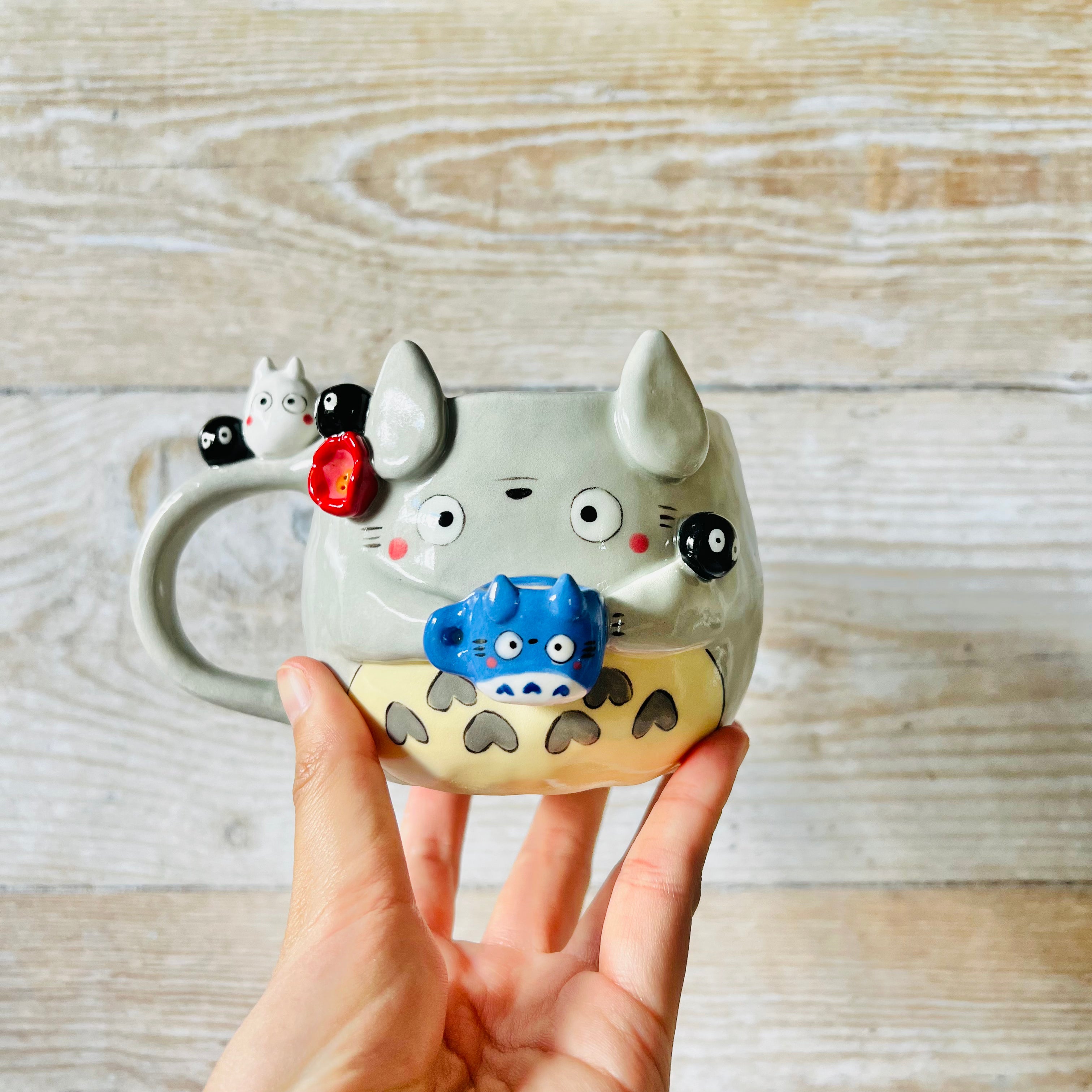 TOTORO MUG with Chibi Totoro and soot sprite friends