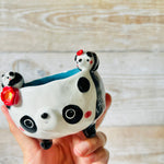 Leggy Flowery PANDA BOWL with panda babies