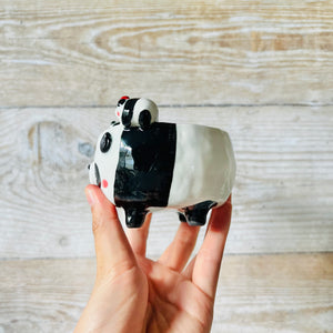 Leggy Flowery PANDA BOWL with panda babies