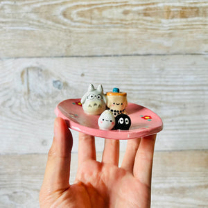 Pink Flowery Totoro and friends trinket dish