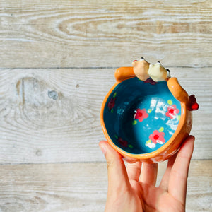 Leggy Flowery CORGI BOWL with Corgi babies