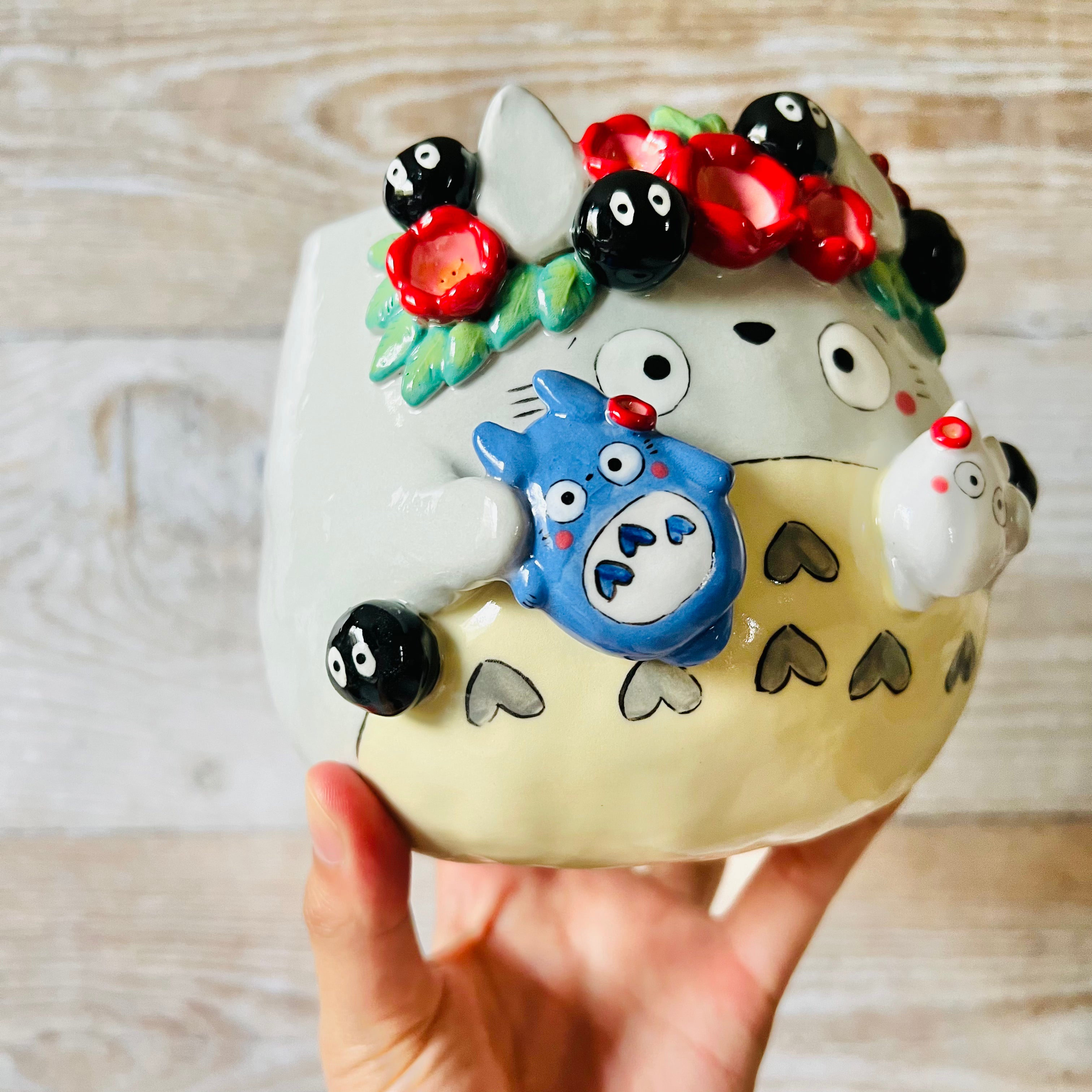 Flower crown Totoro Pot with Totoro friends