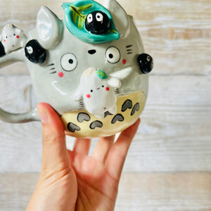 TOTORO MUG with dumpling and soot sprite friends