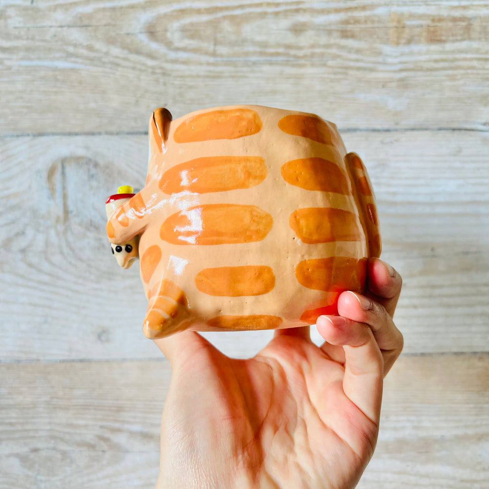 Ginger Cat Pot with Bubble Tea friend (no drainage hole), photo 3 of 6