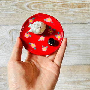 Red flowery Totoro trinket dish