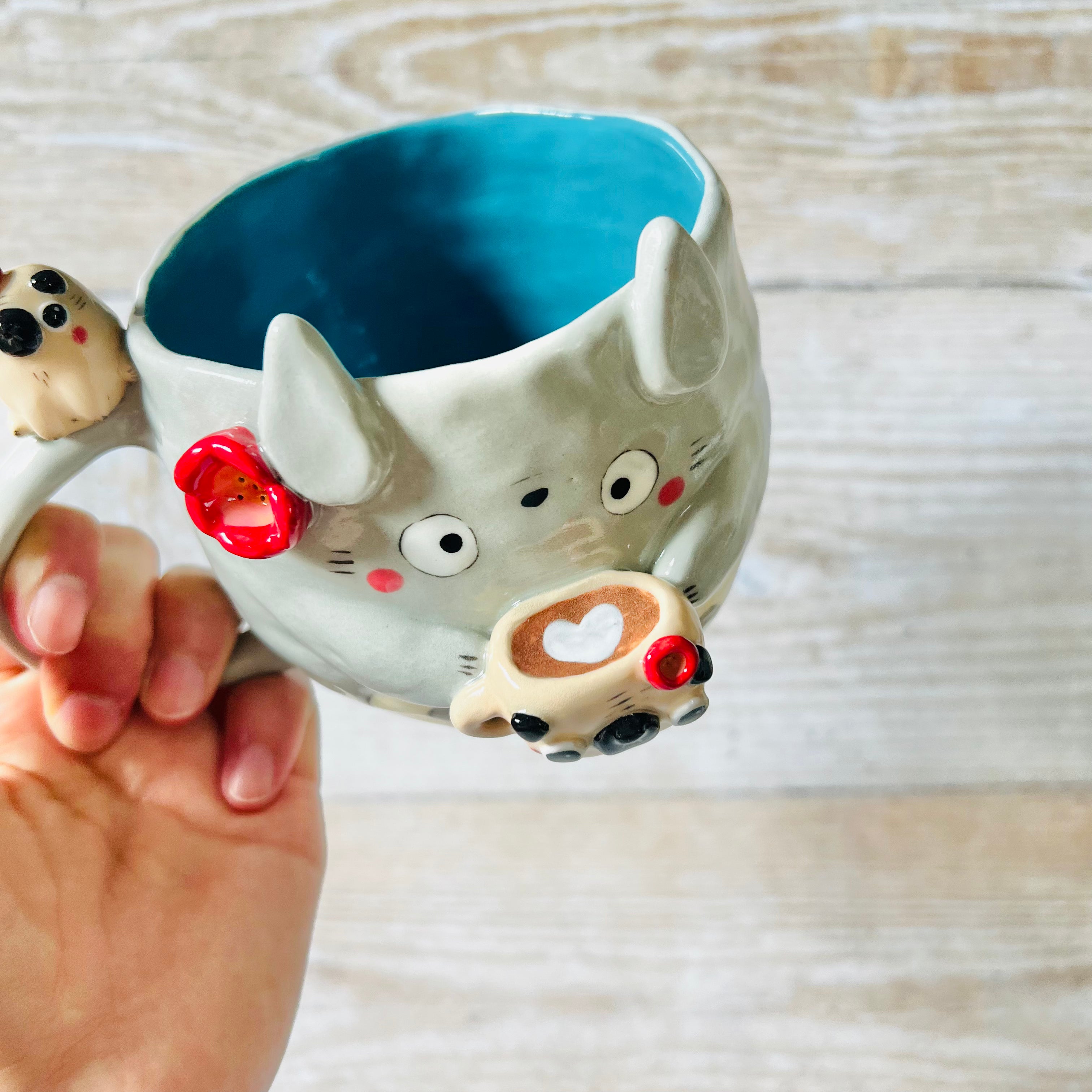 TOTORO MUG with PUG mug friends