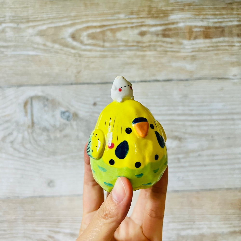 Green and Yellow Budgie Dumpling Head, photo 2 of 7