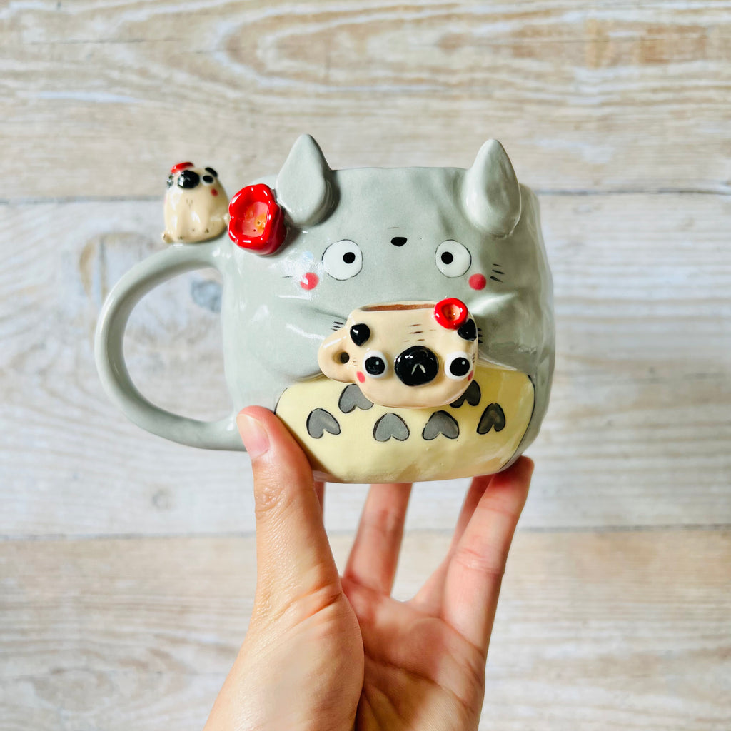 TOTORO MUG with PUG mug friends