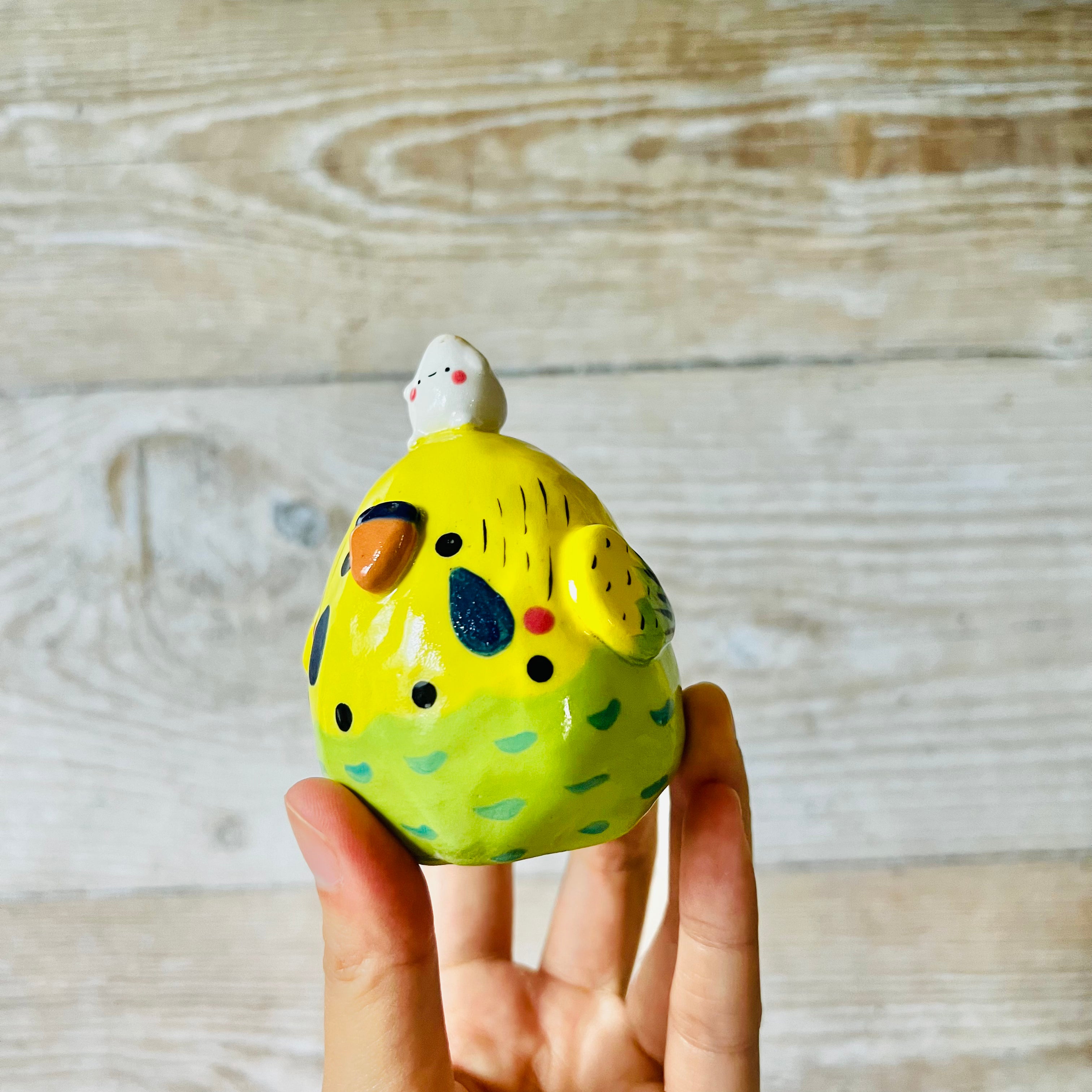 Green and Yellow Budgie Dumpling Head