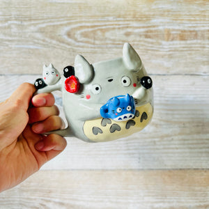 TOTORO MUG with Chibi Totoro and soot sprite friends