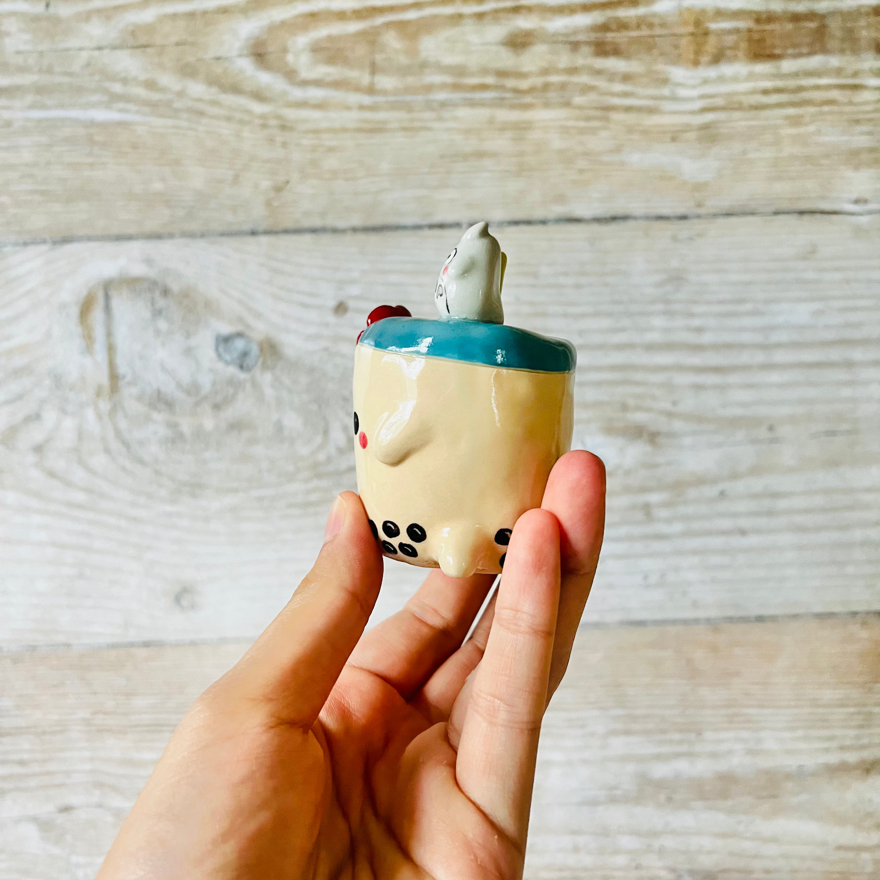 Bubble Tea Ring Holder/ornament with Totoro friend