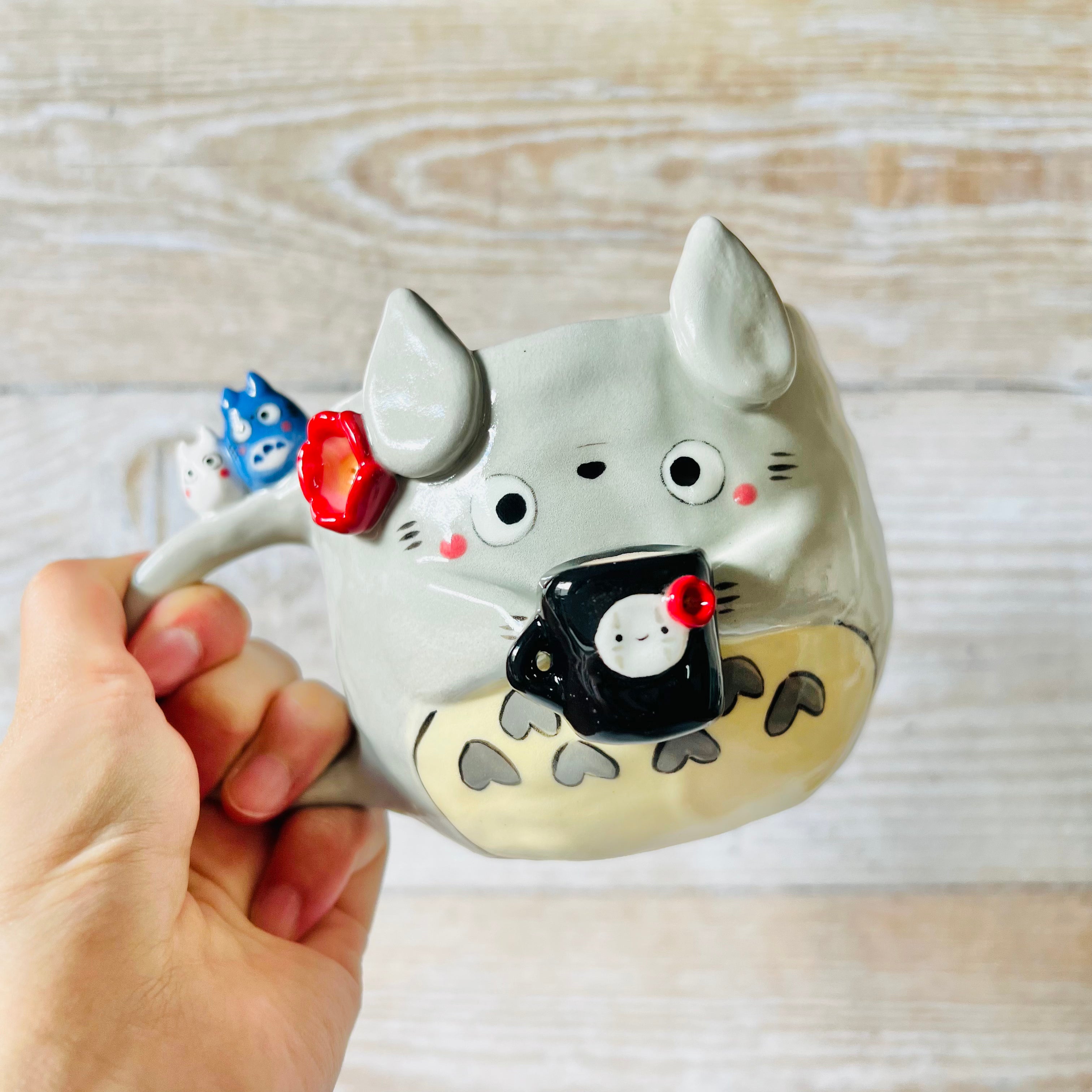 TOTORO MUG with No Face mug and Chibi Totoro friends