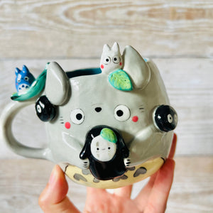 TOTORO MUG with No Face and Chibi Totoro friends