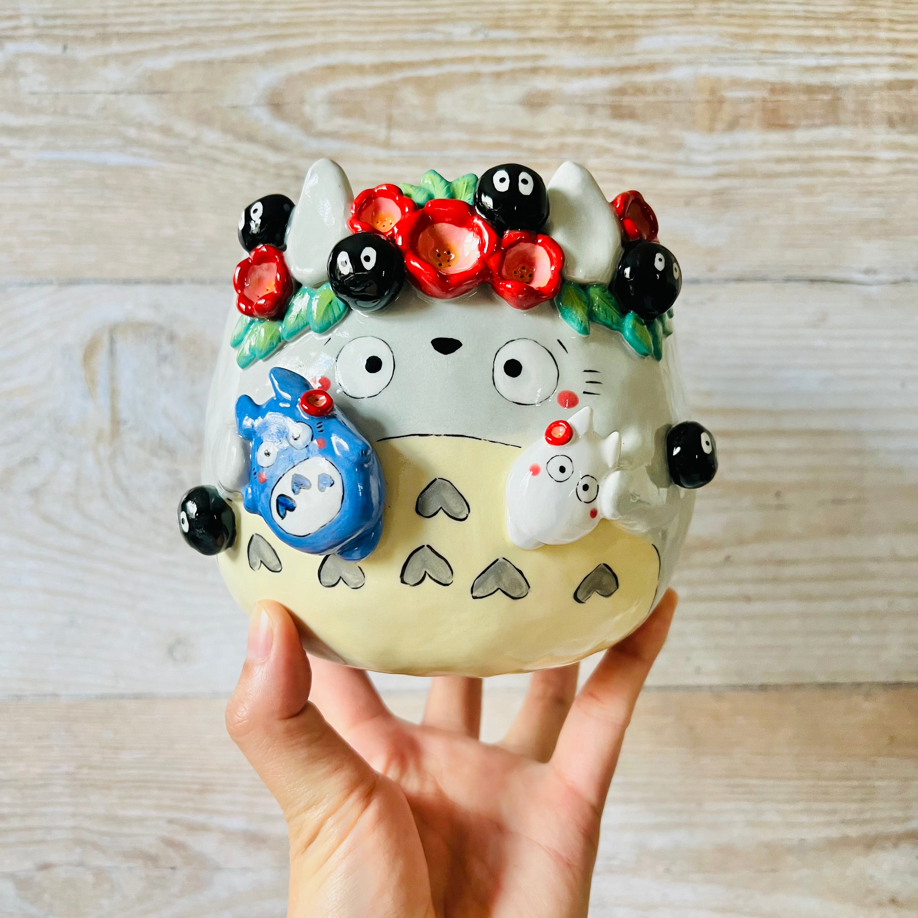 Flower crown Totoro Pot with Totoro friends