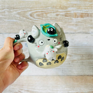 TOTORO MUG with dumpling and soot sprite friends