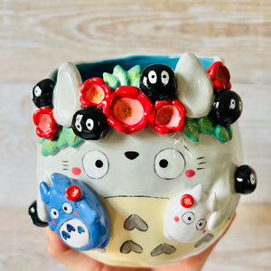 Flower crown Totoro Pot with Totoro friends