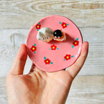 Pink flowery Totoro and cat trinket dish