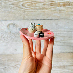 Pink Flowery Totoro and friends trinket dish