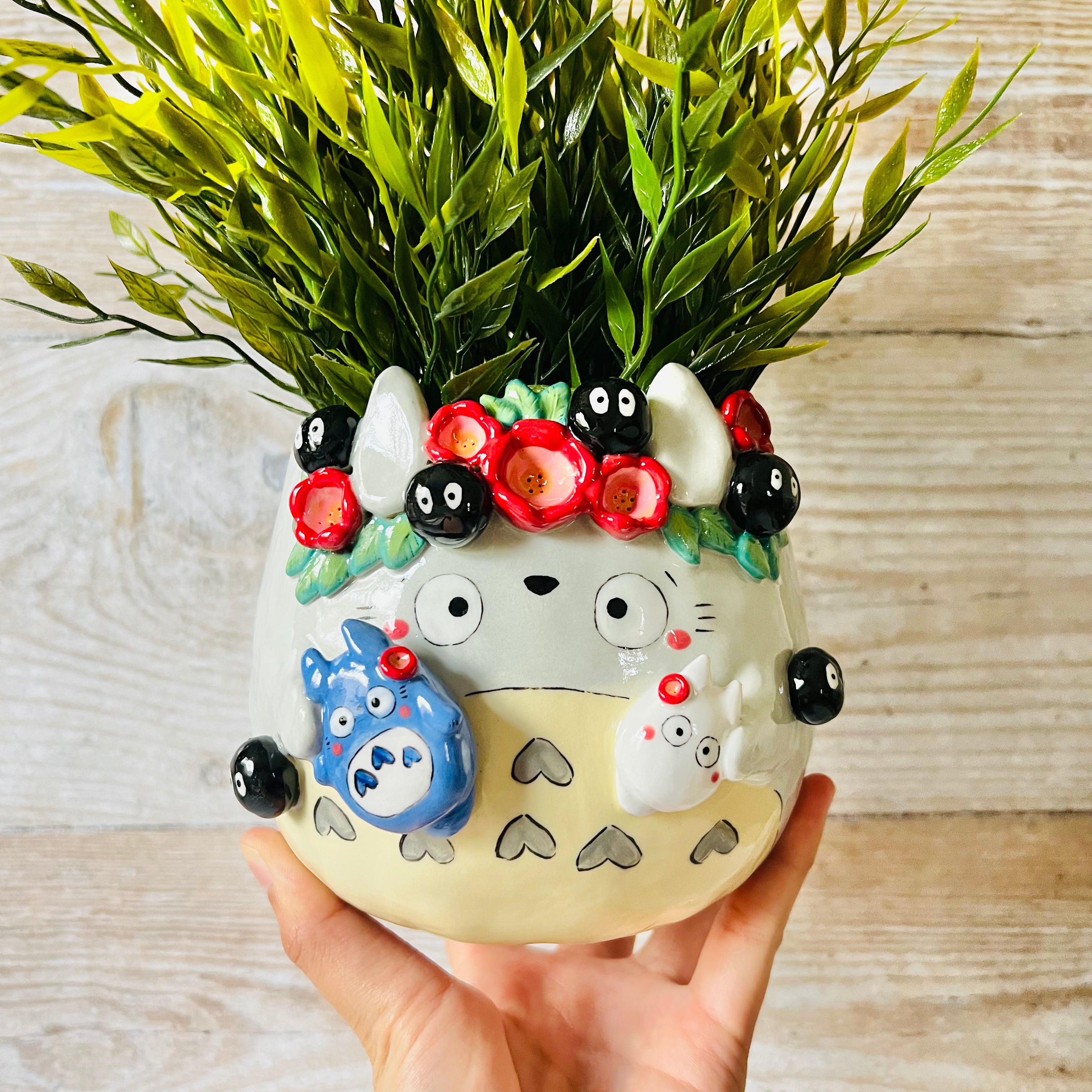 Flower crown Totoro Pot with Totoro friends