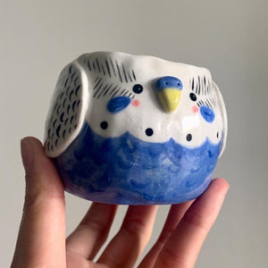 PRE-ORDER Blue and White Budgie Pot