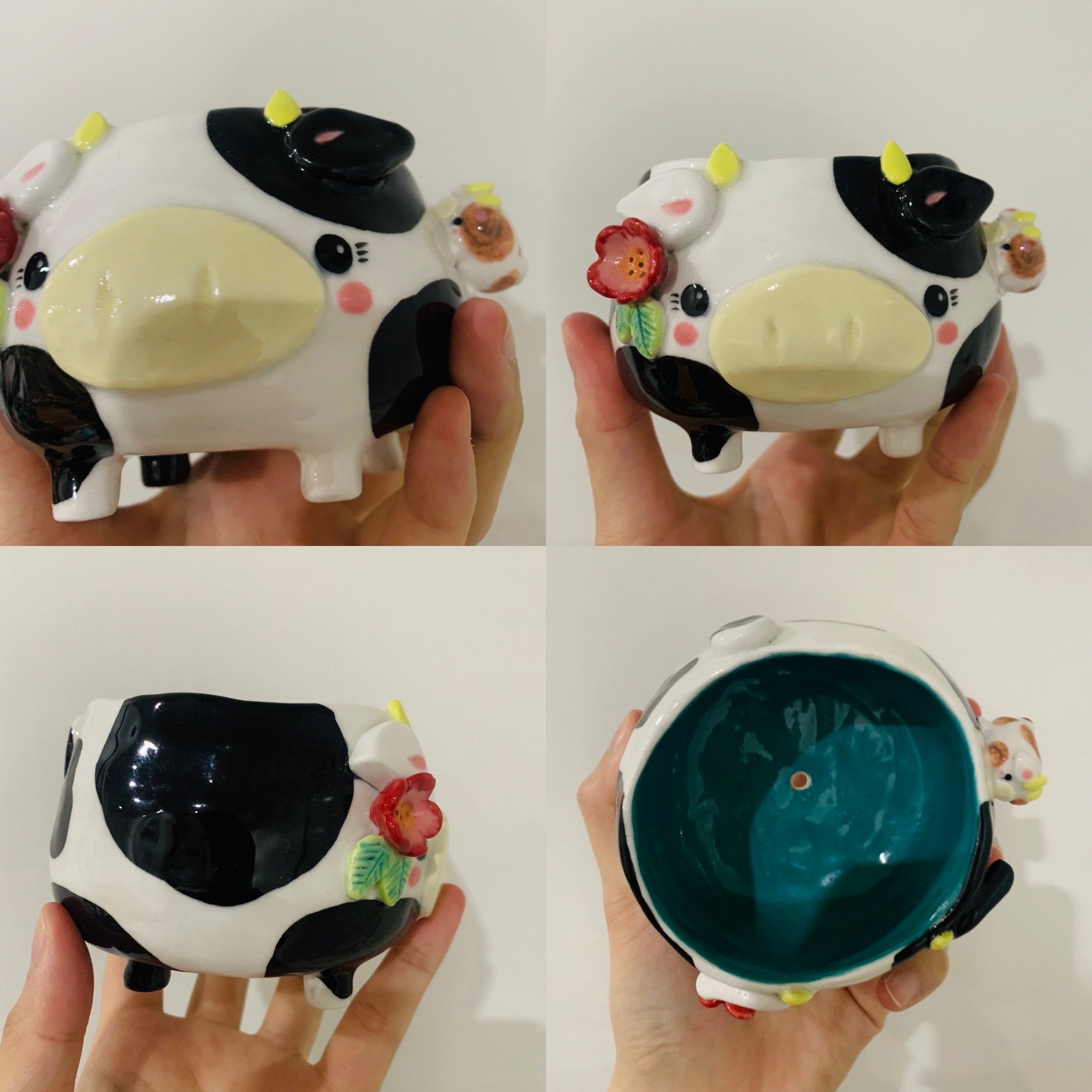 SECONDS - Small Leggy Cow and baby Cow pot