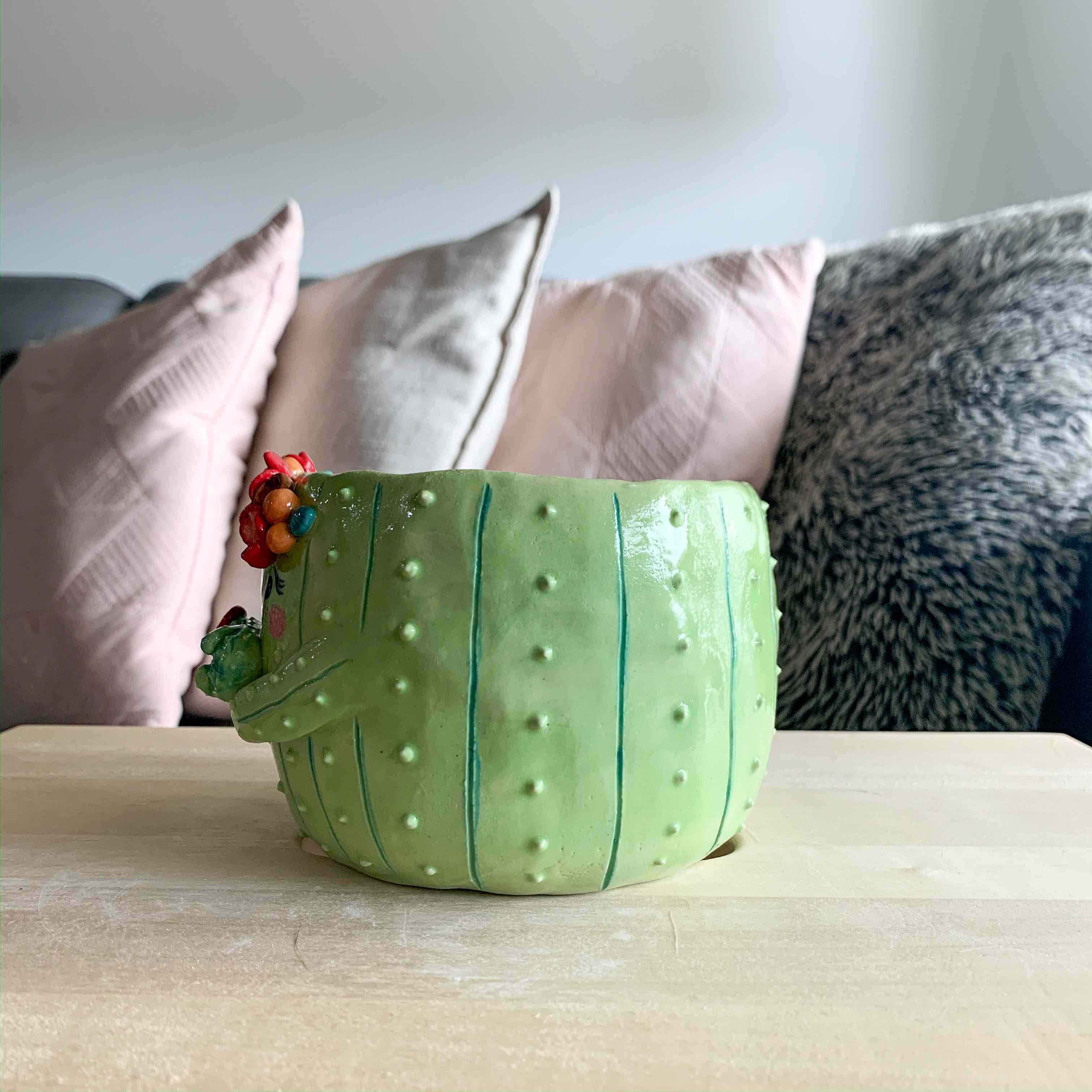 Flower crown Cactus mama with Cactus baby - Light Green