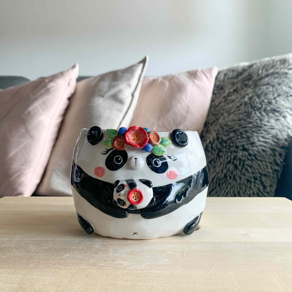 Flower crown Panda mama with Panda baby, photo 1 of 4