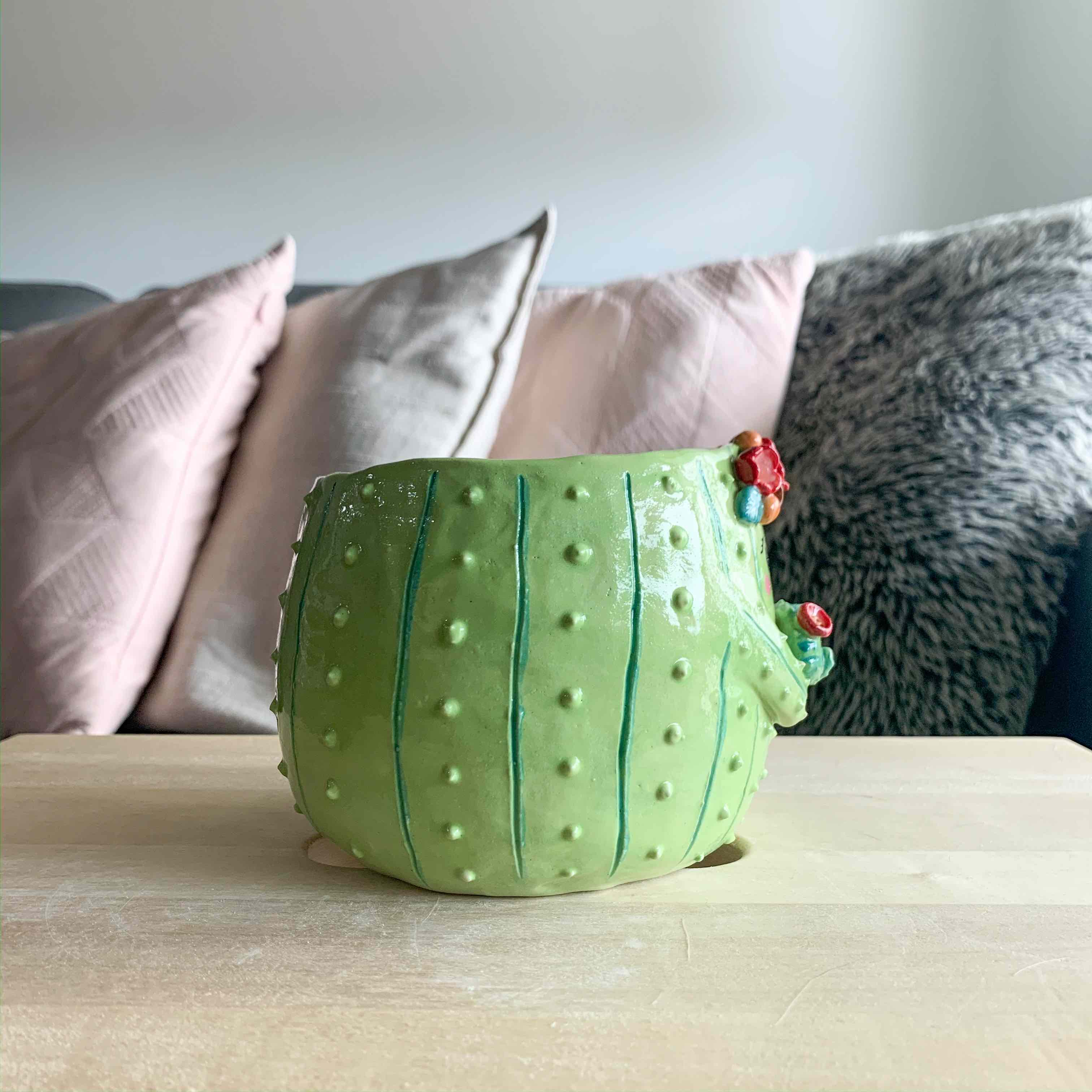 Flower crown Cactus mama with Cactus baby - Light Green