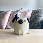 Large Mr. Puggo with Fancy Top Hat Vase / Pen Holder