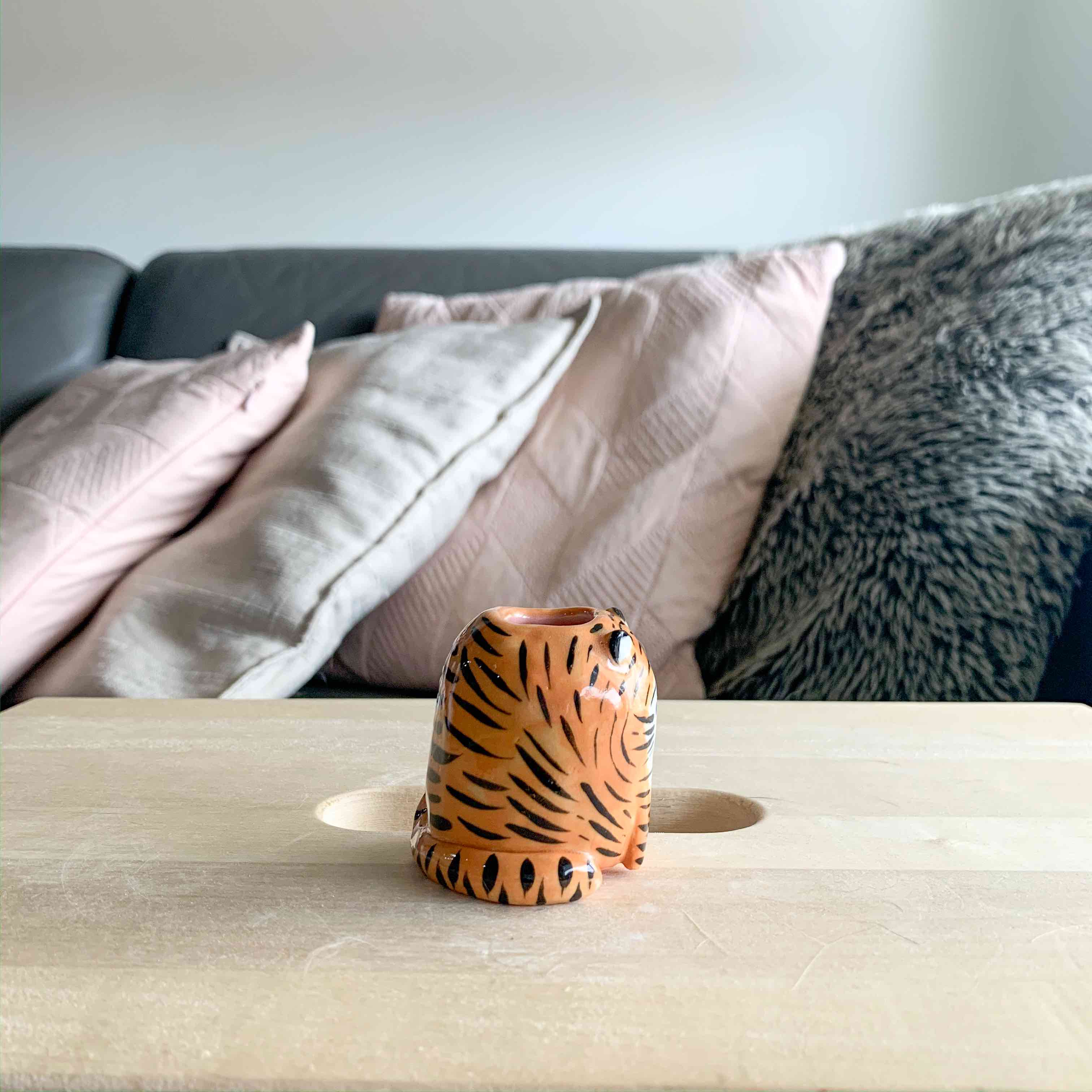 Mini Blue Eyed Orange Tiger Vase