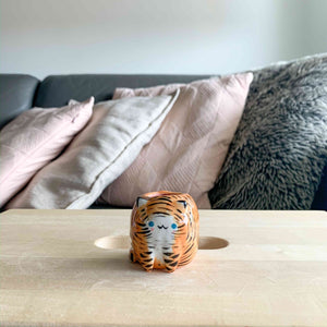 Mini Blue Eyed Orange Tiger Vase