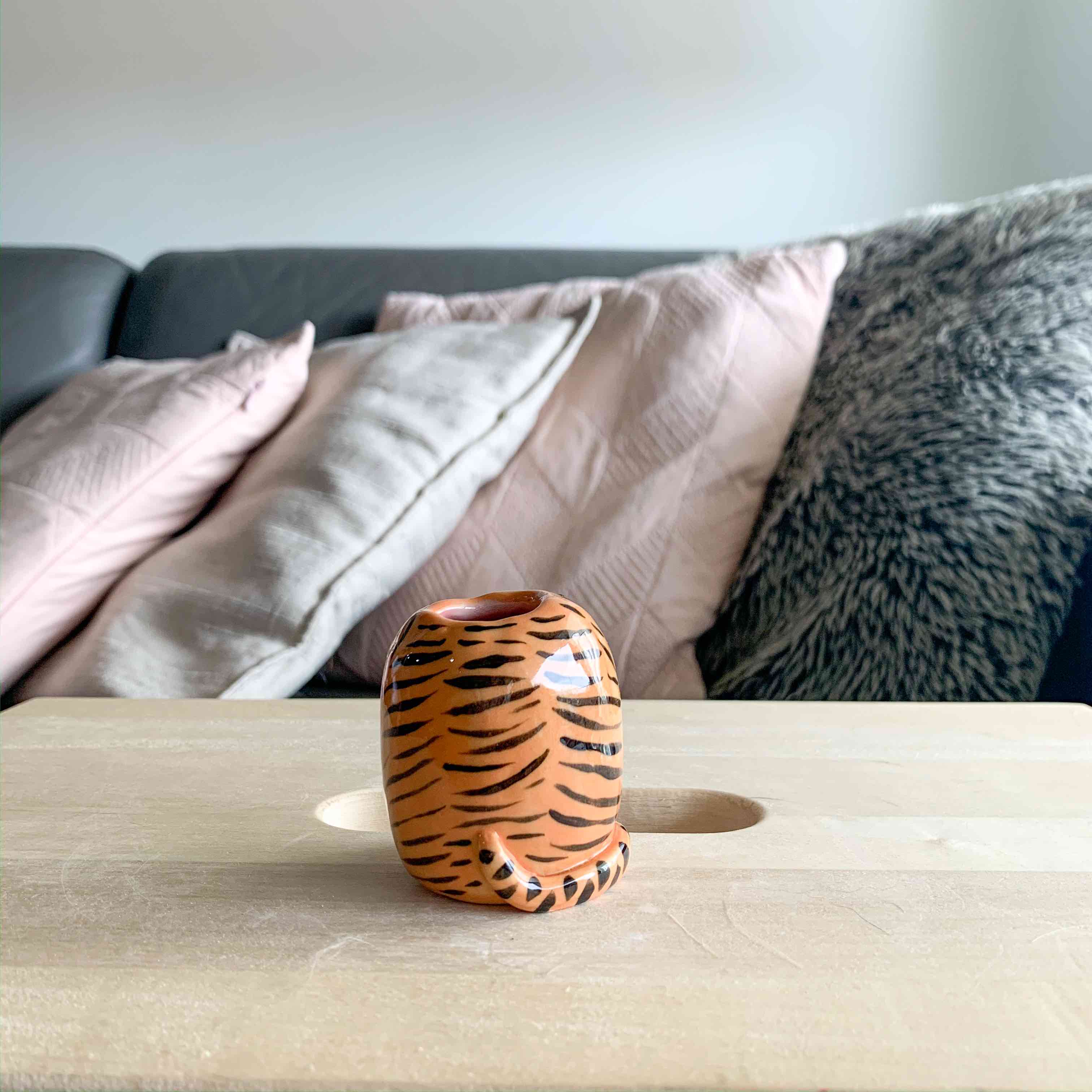 Mini Blue Eyed Orange Tiger Vase