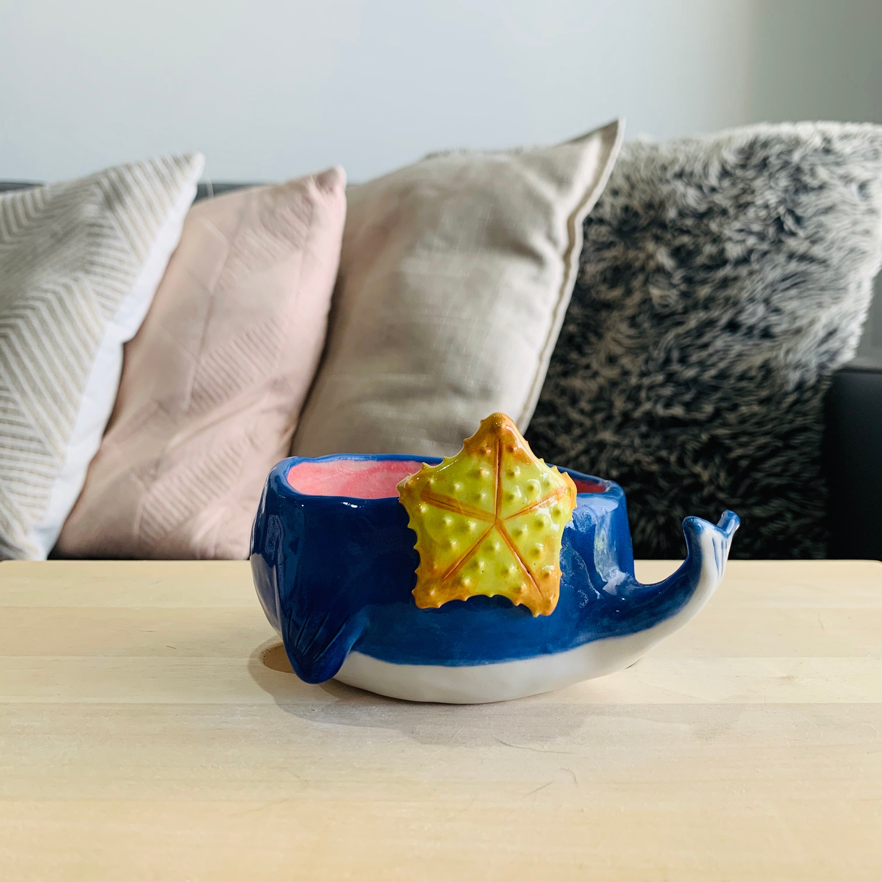 Whale Snack Bowl with Starfish and Barnacle Friends