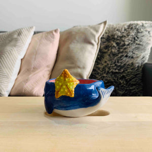 Whale Snack Bowl with Starfish and Barnacle Friends