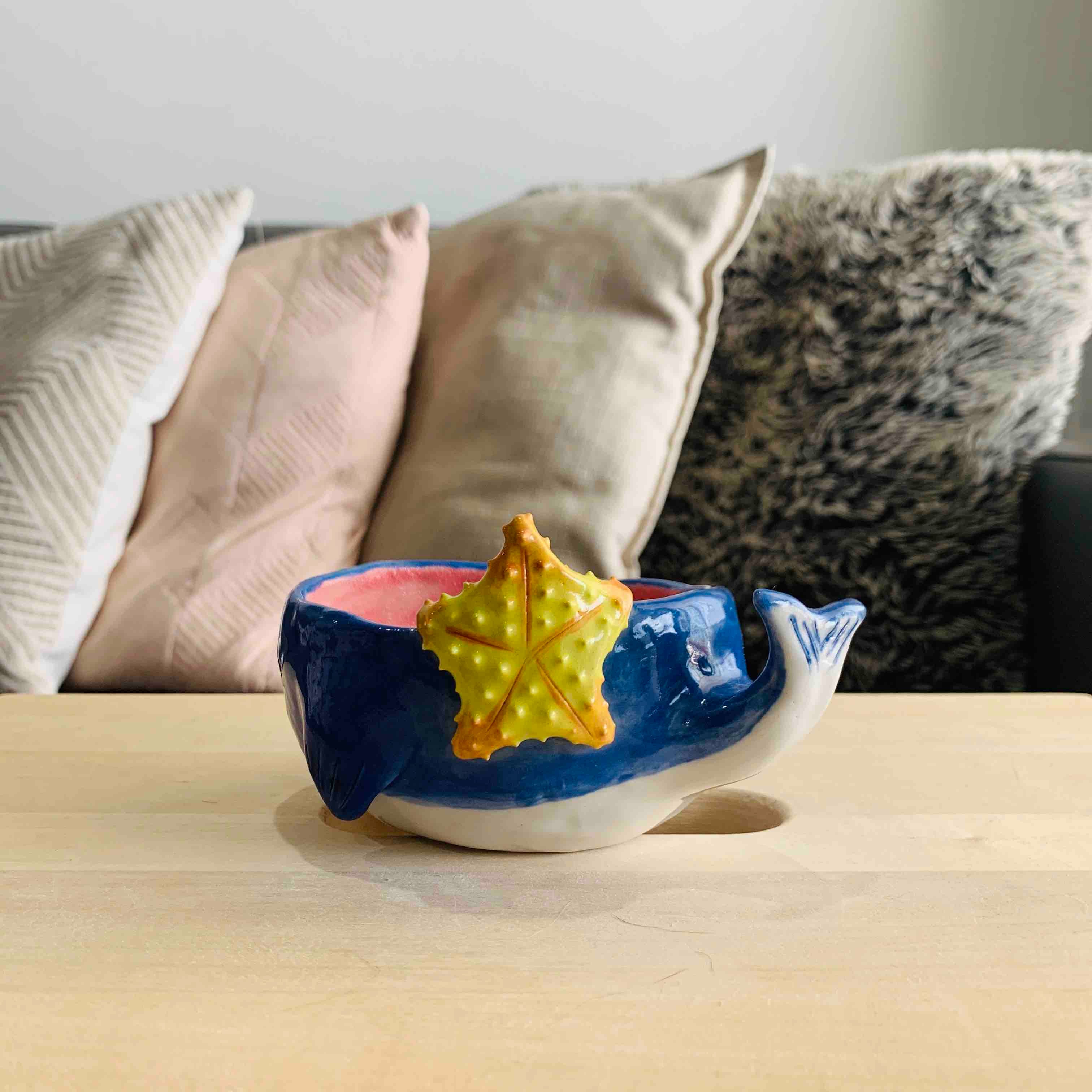 Whale Snack Bowl with Starfish and Barnacle Friends