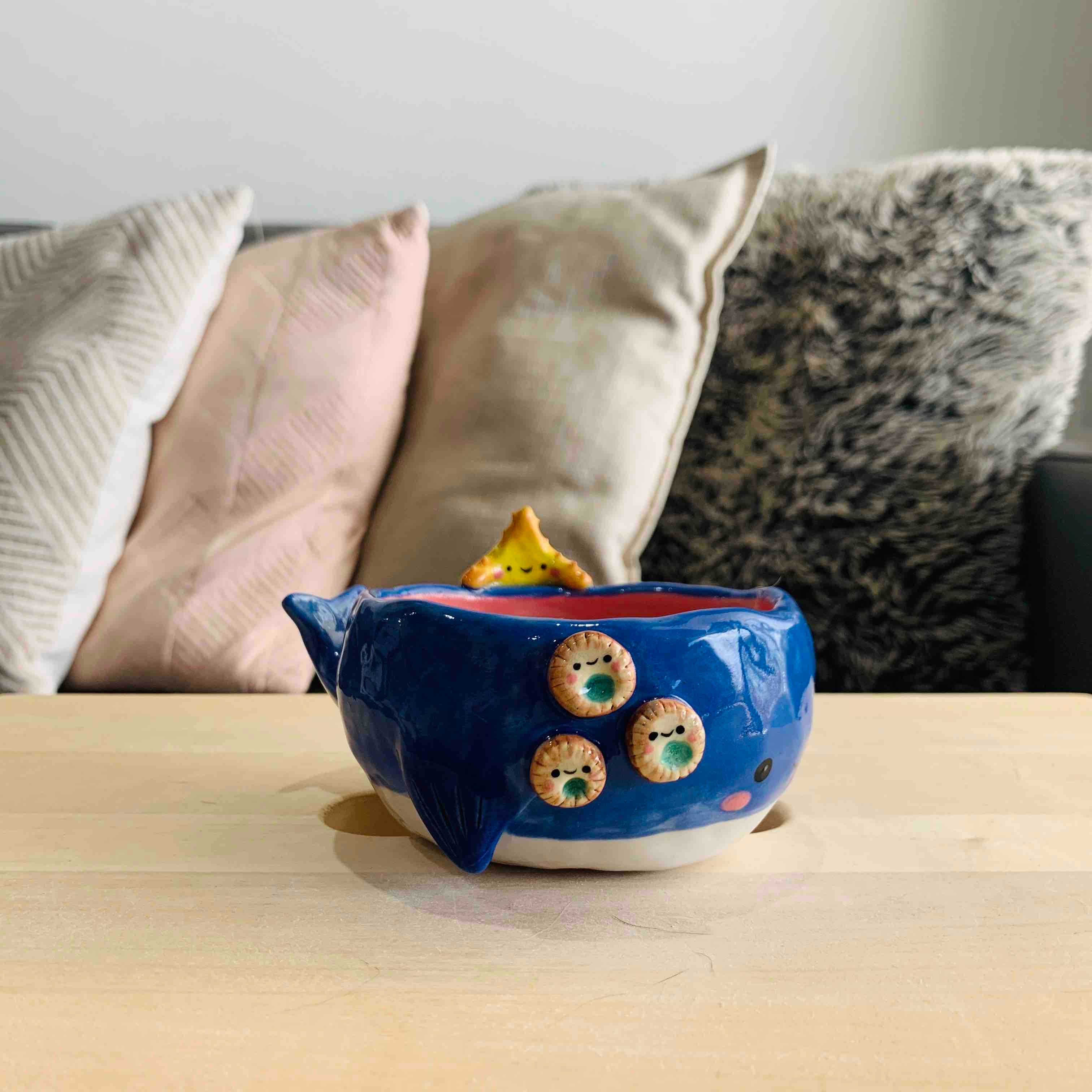 Whale Snack Bowl with Starfish and Barnacle Friends